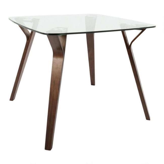 Square Glass And Wood Mid Century Joel Dining Table Midcentury Modern Midcentury Modern Dining Table, Small Square Mid Century Dining Table