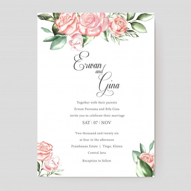 Floral Wedding Invitation Card Template Floral Wedding Invitation Card Floral Wedding Invitations Wedding Invitation Card Template