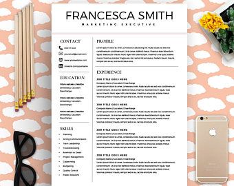 Feminine Resume - CV design - Resume Download - MS Word Resume for Word - Professional Resume Template Mac - Instant Download Fashion Resume