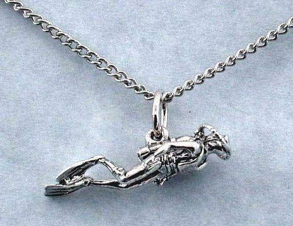 Argent Sterling 925 Scuba Diver Charm Made in USA