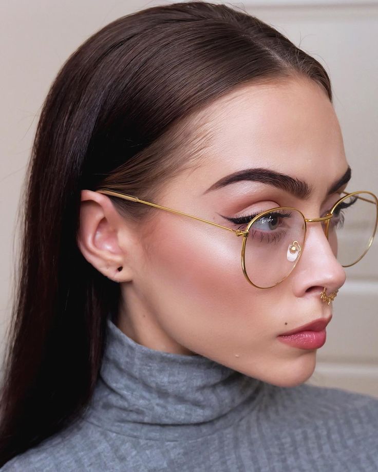 Piercing glasses shared brunette