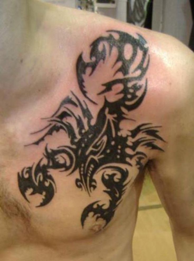 Girly Scorpio Tattoos Black Tribal Tattoo On Left Collarbone Girly Scorpio Tattoos Black Tribal Tattoo On Left Collarbone