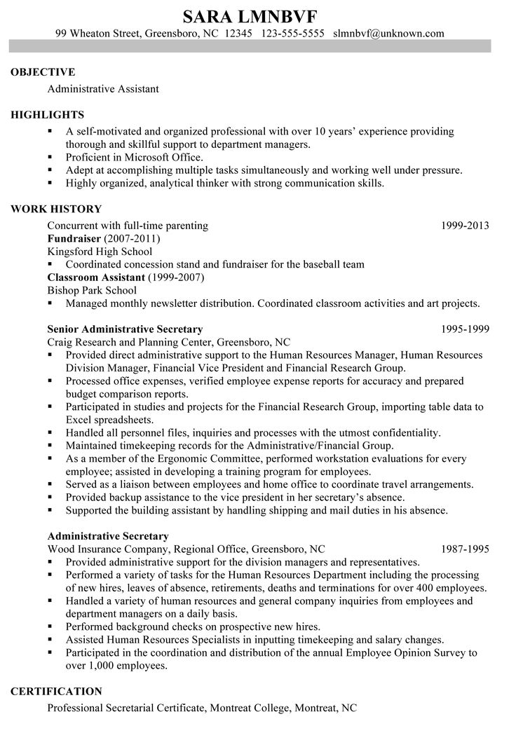 construction administrative assistant resumes