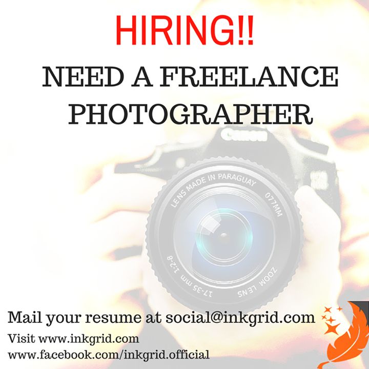 Do you love to click? If yes then this job is for you We are looking for a freelance photographer from Delhi or around Delhi. Skills required: Photography Other requirements: Personal conveyance required Taste for creative product sourcing Mail your resume along with past sample work at social@inkgrid.com asap :) #hiring #inkgrid #freelancer
