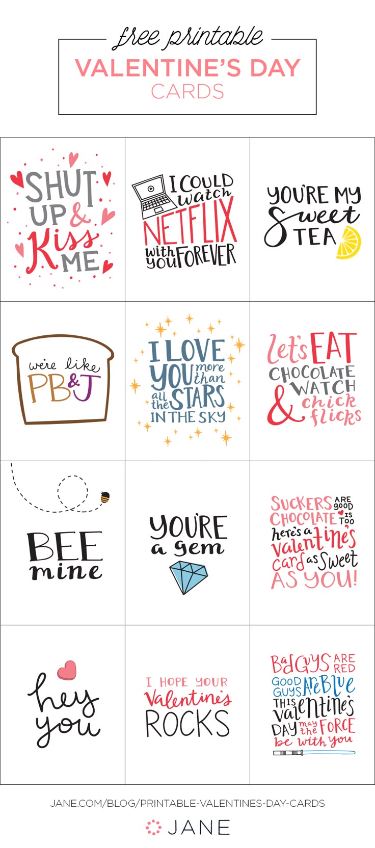 Aren't these cute? They're just one of the many great free printables I have listed on the blog for Valentine's Day cards! 50+ Easy DIY and Printable Valentines http://mysocalledchaos.com/2017/02/50-diy-and-printable-valentines.html