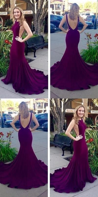 Dark Purple Mermaid Prom Dresses