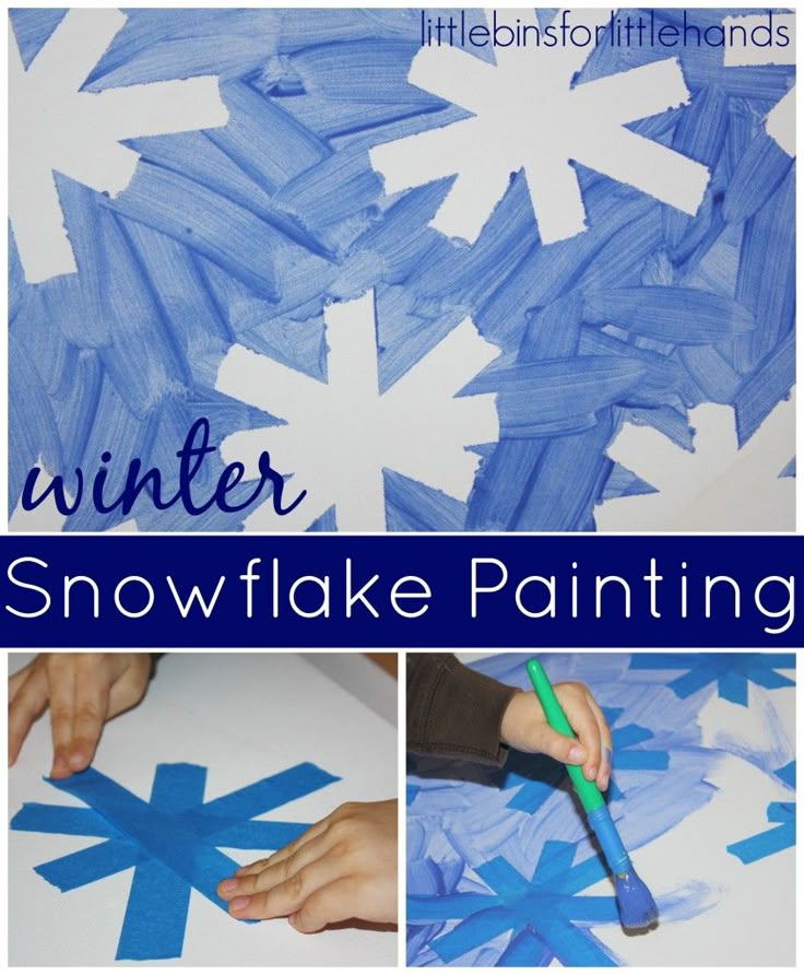 Winter Craft Ideas For Kids Easy Part - 44: Snowflake Painting Tape Resist Winter Art Activity For Kids