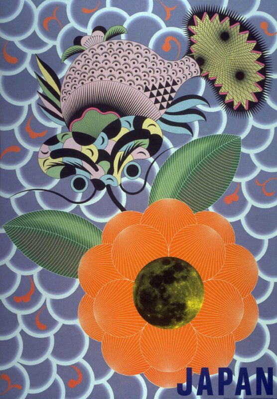 Kazumasa Nagai Japan Poster Fish And Flower 1987 Kazumasa Nagai Japan Poster Fish And Flower 1987