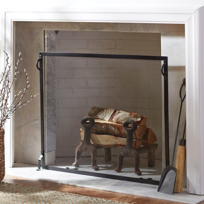 Anja Single Panel Iron Fireplace Screen Screens Accessories - How To Size Fireplace Screen