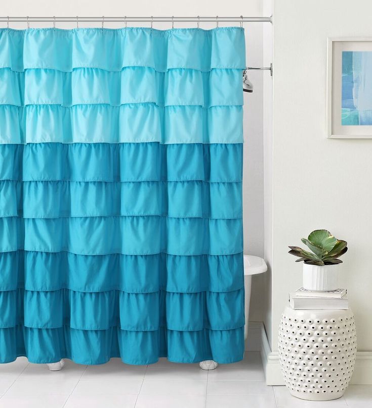 Pin On Home Sweet Pin On Home Sweet, Aqua Blue Ruffle Shower Curtain