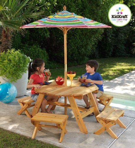 7 Best Kids Outdoor Furniture Images On Pinterest Kidkraft Octagon Patio Table And Stools With Striped Umbrella Kids Picnic Tables At Hayneedle
