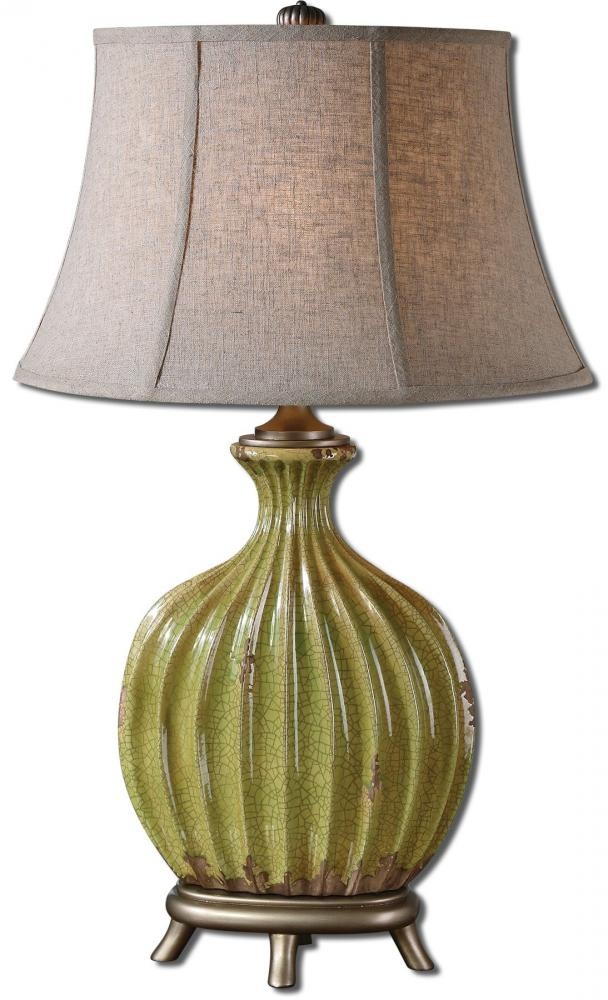 Uttermost 1 Light Heavily Crackled Aged Green Ceramic With Rust Distressing And Antiqued Silver
