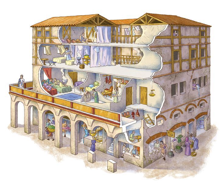 Roman Architecture Cutaway Insula Was An Apartment Building In Ancient 1d70c340edb928c293833520eebd57b1