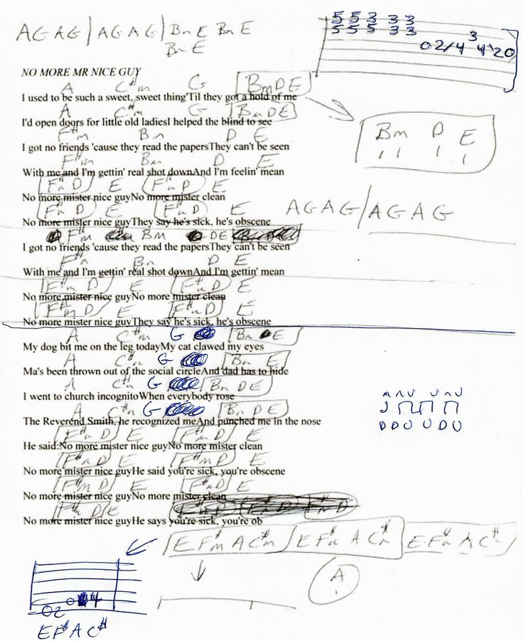 No More Mr. Nice Guy (Alice Cooper) Guitar Chord Chart Easy guitar