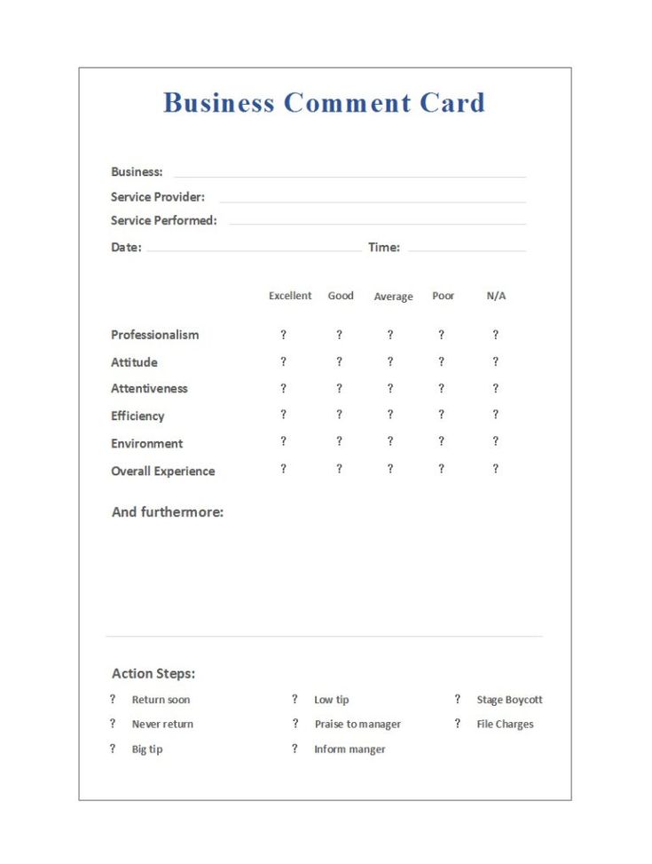 50 printable comment card feedback form templates ᐅ