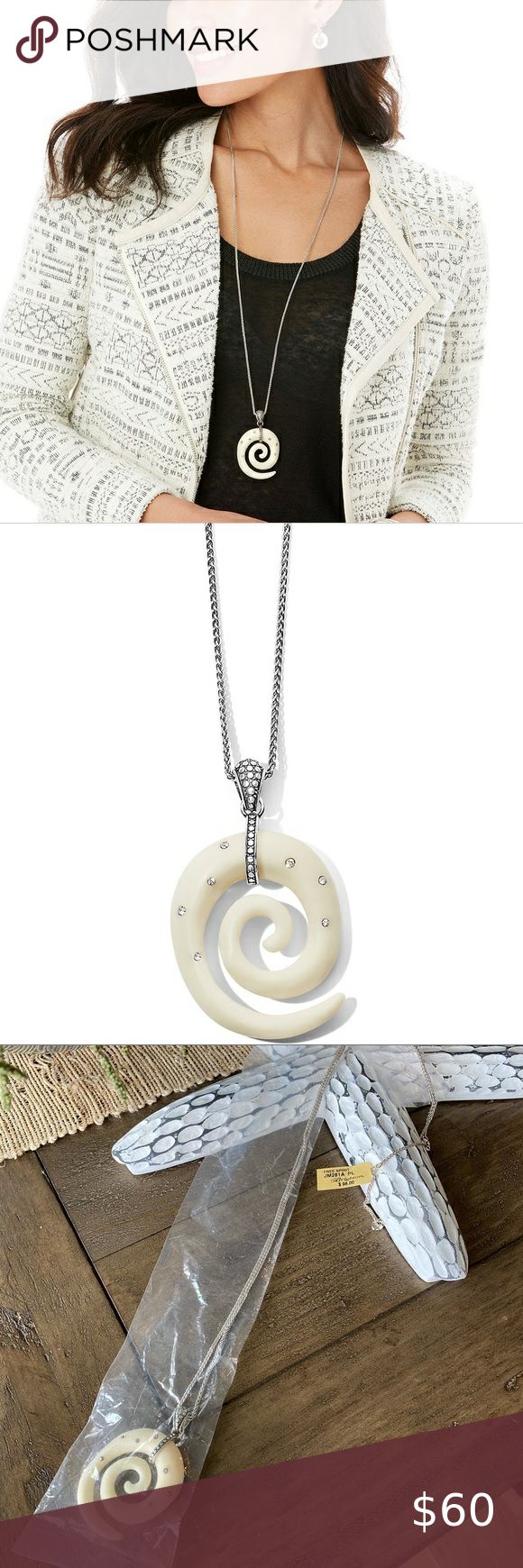 BRIGHTON Free Spirit Spiral Necklace Silver Ivory Spiral
