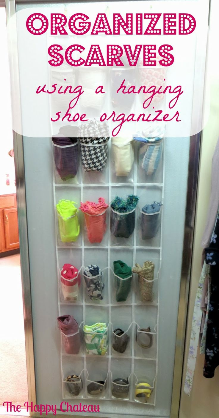 27 Best Uses For A Shoe Organizer Images On Pinterest Organization The Hy Cau Organized Scarves Using A Hanging Shoe Organizer