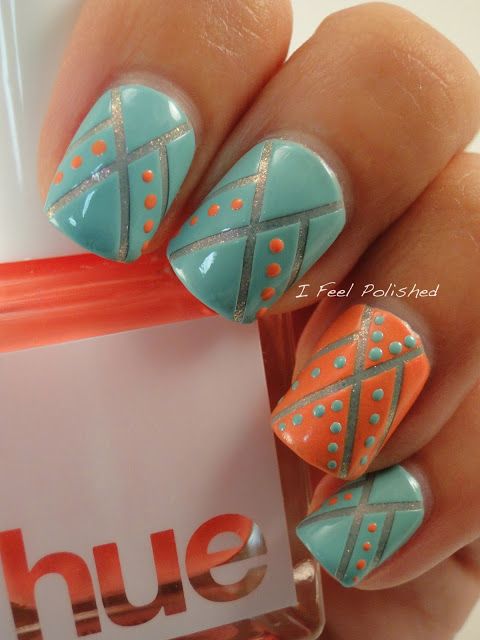 405 Best Nail Art Images On Pinterest Make Up, Enamels And Native American Inspired Nails by I Feel Polished (I understand the colors are appropriate for a Native American theme, but I don't much care for the colors ... - 405 Best Nail Art Images On Pinterest Make Up, Enamels And