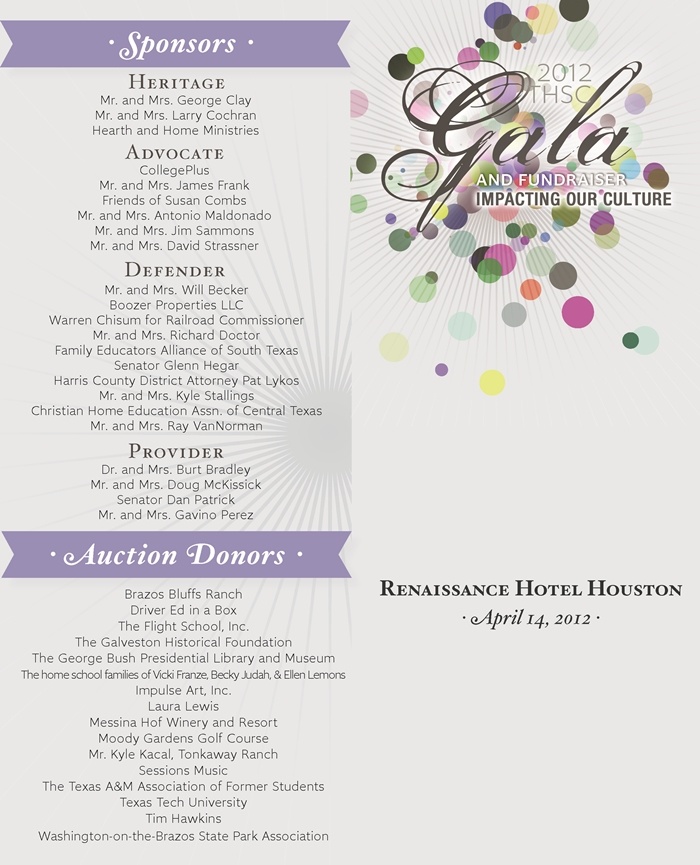 texas home school coalition gala program duoparadigms designs