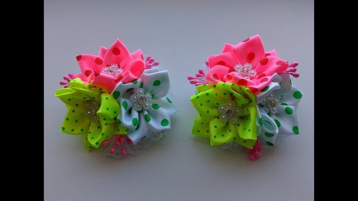 Цветы Канзаши из Атласной Ленты 2,5 см DIY Kanzashi Flowers from Satin Ribbon 2,5 cm — Video | VK