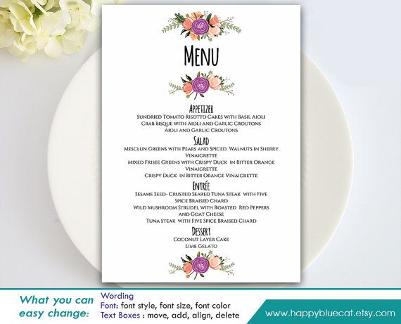 chinese menu template microsoft word