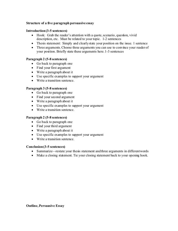 Sample outline for persuasive essay