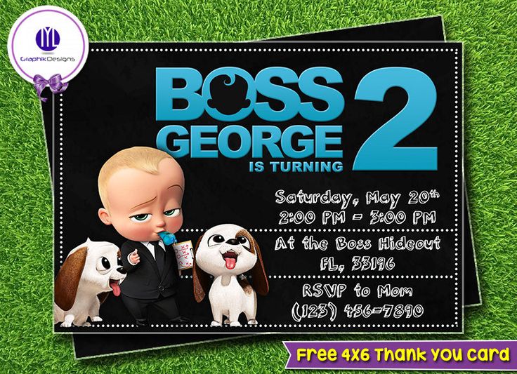 Boss Baby Invitation, Boss Baby Birthday, Boss Baby Party, Boss Baby Invites, Boss Baby Printables, FREE 4x6 Thank you Card! by MLGraphikDesigns on Etsy