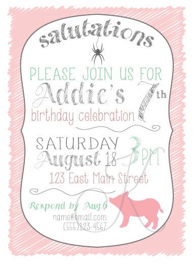 charlotte s web invitation print at home customized birthday