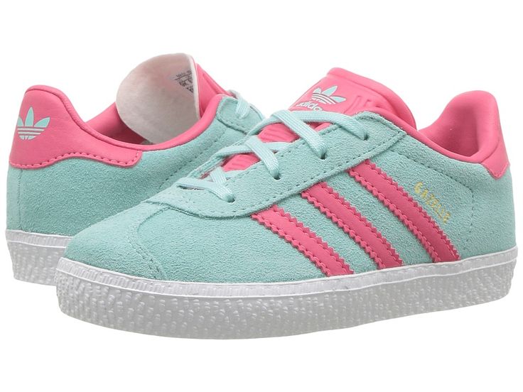 adidas Originals Kids Gazelle (Toddler) Girls Shoes Energy Aqua/Super Pink /Gold