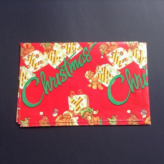 On Sale! Christmas Gift Wrap Vintage 1980s Bears and Christmas Alphabet Blocks W...