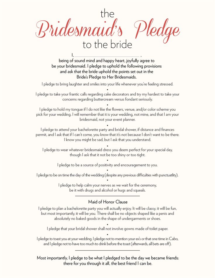 Best 25 Bridesmaid Duties Ideas On Pinterest Bachlorette Party The Bridesmaid S Pledge To Bride
