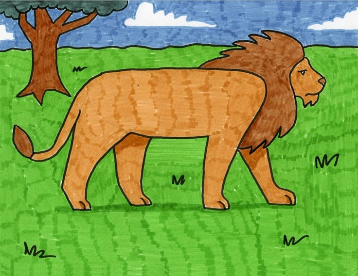 Three Circle Lion Face (Art Projects for Kids) | Easy drawings, Lion ...