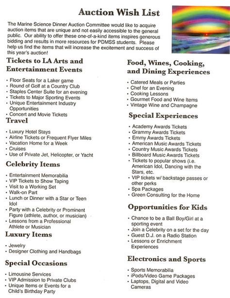 Silent Auction Wish List - What a great way to inspire your supporters to find truly unique silent auction items to donate for your fundraiser. by nanette