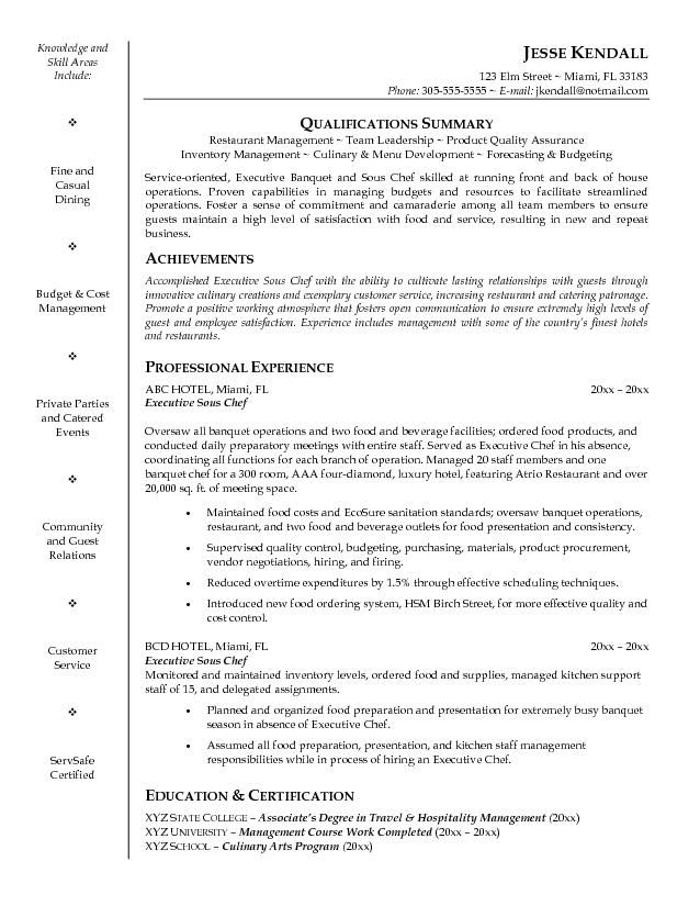 cook resume templates