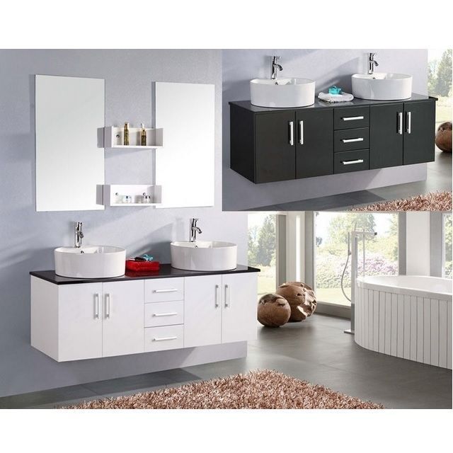 Mobile Bagno Diana 150 Cm Doppio Lavabo Laccato Bianco O Nero