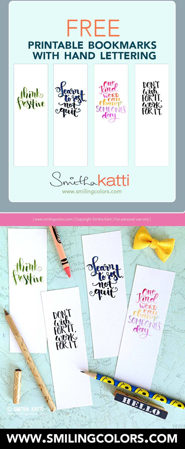 printable bookmarks with hand lettering smiling colors free printable bookmarks bookmarks printable bookmarks
