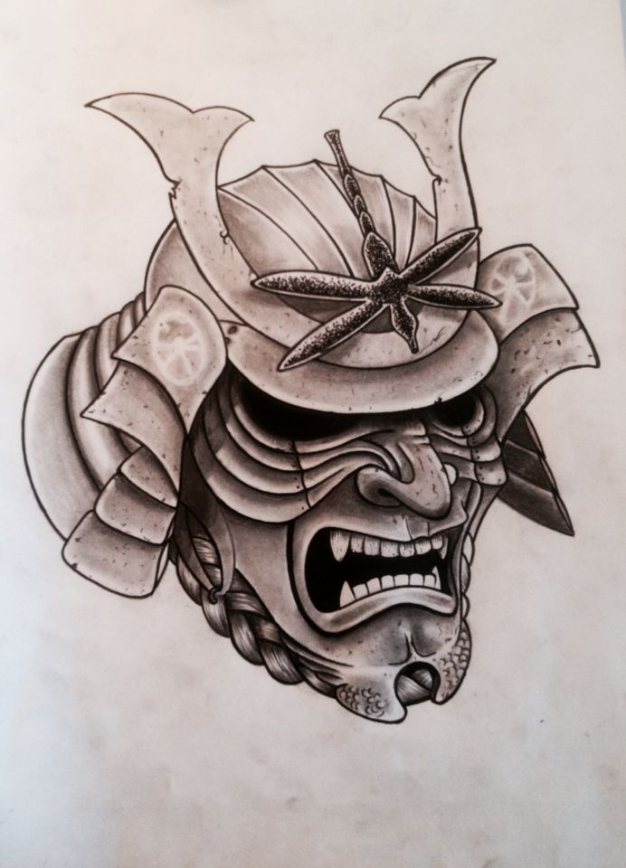 Tattoo samurai maske