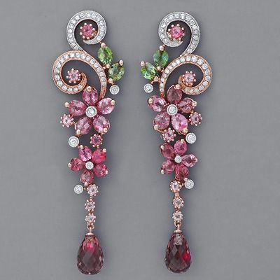 Art Nouveau Earrings With Pink And Green Tourmaline Unique Jewelry Art Nouveau Earrings With Pink And Green Tourmaline Unique Jewelry Pinterest