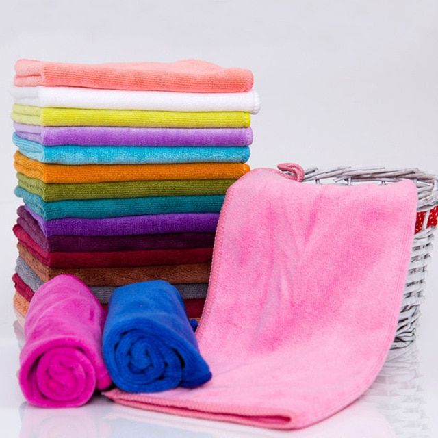 25* 25cm 10x Blue Cleaning Plush Detailing Car Clothes Microfibre Towel Durable