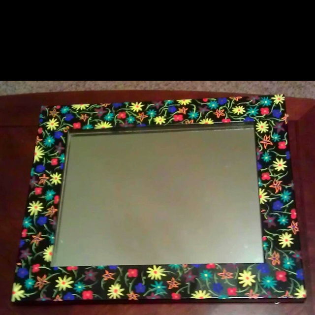 wildflower hand painted mirror frame handpainted decoupaged