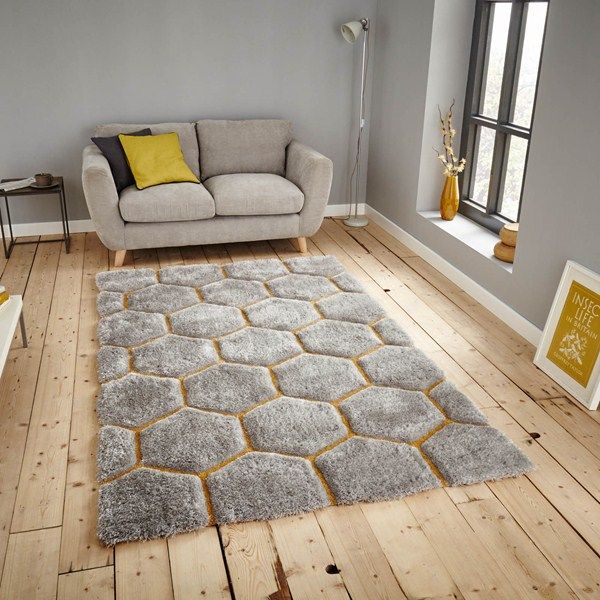 145 Best Yellow Rugs Images On Pinterest Contemporary Gray Le House Rugs Are Handmade In China With A Deep Acrylic Pile The Luxurious Grey Is Hand Carved To Enhance Stylish Yellow Hexagon Design That