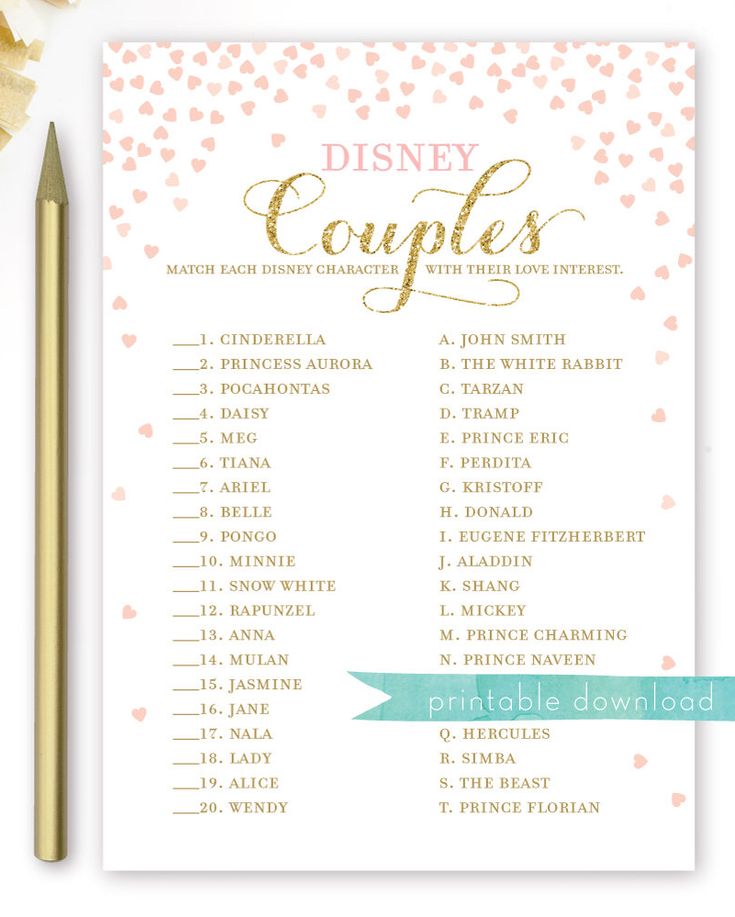 Disney Couples Bridal Shower Game Pink And Gold Bridal Etsy In 2021 Couples Bridal Shower Disney Themed Bridal Shower Disney Bridal Showers