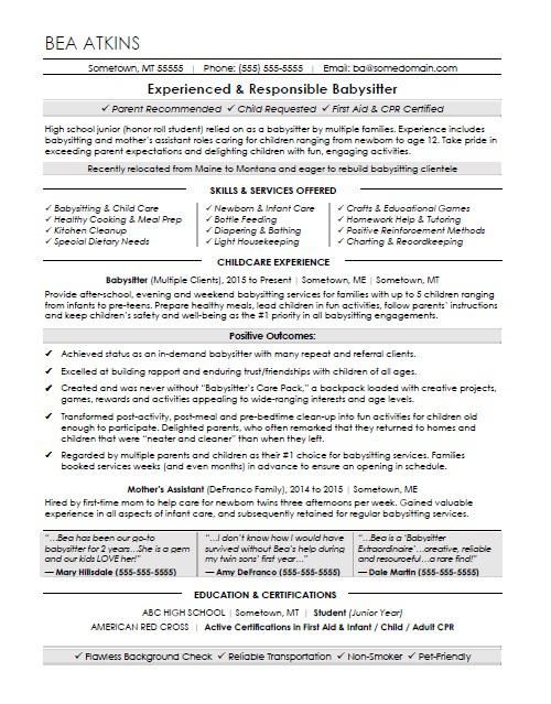 pin by lianes martinez on sitter babysitter resume resume babysitter description