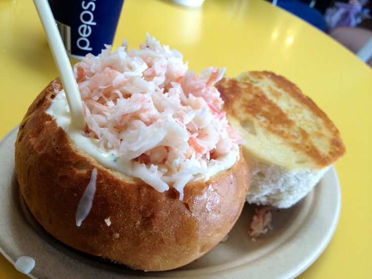 Clam Chowder Bread Bowl topped with Lobster and Shrimp Clam Chowder Bread Bowl topped with Lobster and Shrimp
