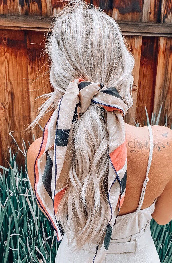 21 pretty ways to wear a scarf in your hair hairstyles spring girl brunette