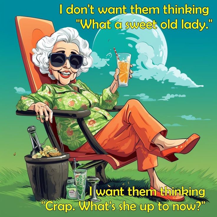 An Old Lady Sitting In A Lawn Chair Holding A Drink an-old-lady-sitting-in-a-lawn-chair-holding-a-drink
