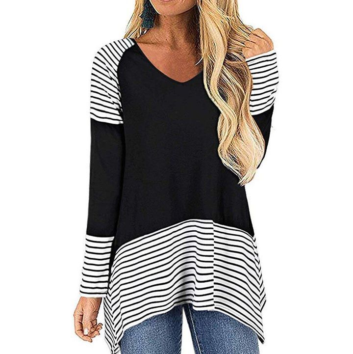 Toraway Womens Long Sleeve Striped Pullover Crop Short Sweatshirt Jumper Black Pullover Top Women Clothes Toraway Womens Long Sleeve Striped Pullover Crop Short Sweatshirt Jumper Black Pullover Top Women Clothes