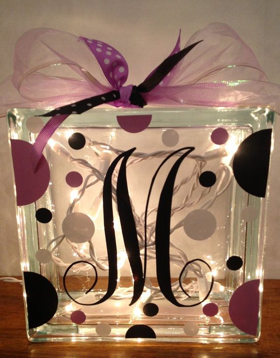 Customized LIGHTED GLASS BLOCK With Initial Polka By PamsPolkaDots Customized LIGHTED GLASS BLOCK with Initial Polka by PamsPolkaDots, $25.00 | christmas | Pinterest | Glass blocks, Glass block crafts and Lighted glass ... - Customized LIGHTED GLASS BLOCK With Initial Polka By PamsPolkaDots
