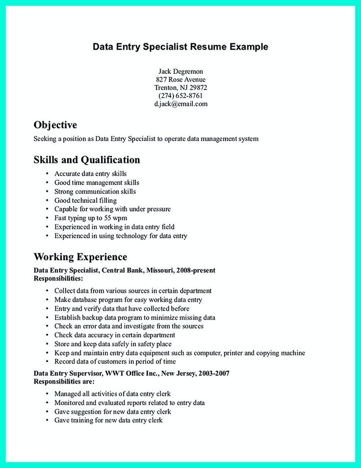 Your data entry resume is the essential marketing key to get the job you seek. The resume including for the data entry specialist resume must be well ... data entry resume sample with no experience and data entry specialist job description resume Check more at http://www.resume88.com/perfect-data-entry-resume-samples-get-hired/