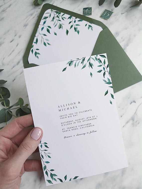 greenery wedding invitation template
